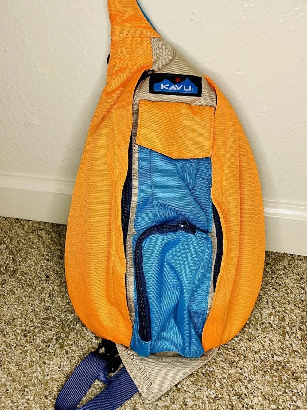 Kavu Orange and Blue Rope Sling Pack